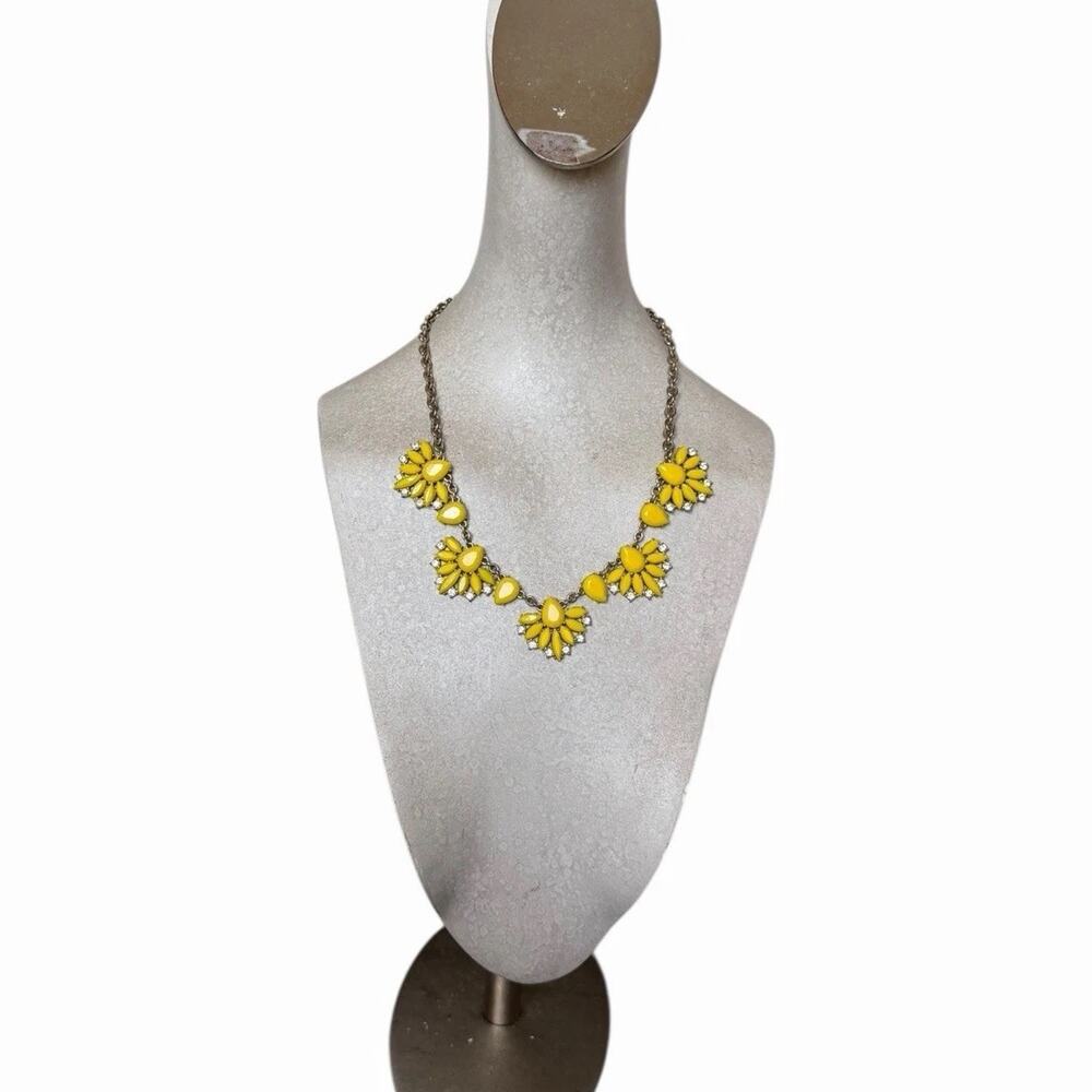 J.Crew Yellow Floral Crystal Statement Bib Necklace Sunny Rhinestone